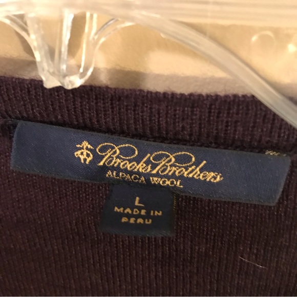 Brooks Brothers Alpaca Wool Diamond Print Purple V Neck Sweater - Picture 8 of 8